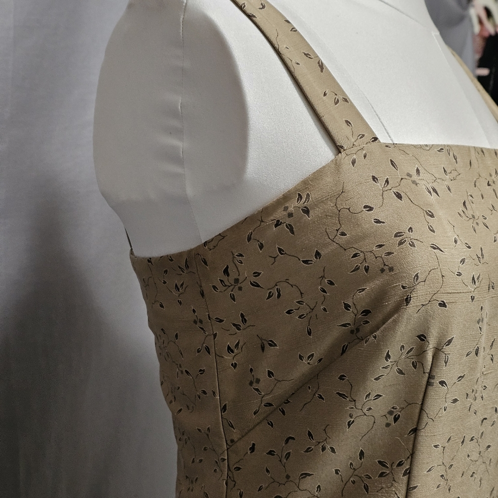 VTG Kay Unger Gold Floral Metallic Silk Shift Dress – Made in Korea size 8 - Picture 5 of 8